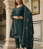 Rama color designer multy thread embroidery work chinon fabric ceremonial wear salwar kameez