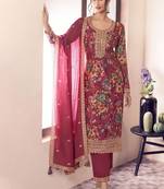 Maroon color beautiful partywear chinon fabric ethnic ceremonial salwar suit