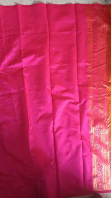 Orange and Pink art Banarasi Silk Saree With Blouse Piece. 3