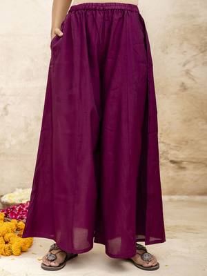 Women's silk blend embroidered flared kurta with palazzo & dupatta set 4