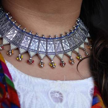 Oxidized pearl studded statement necklace 2