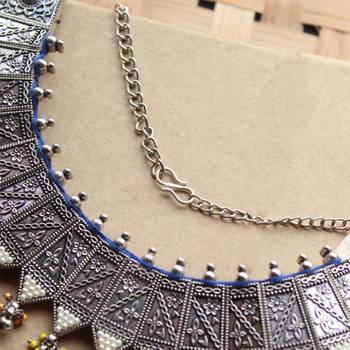 Oxidized pearl studded statement necklace 3