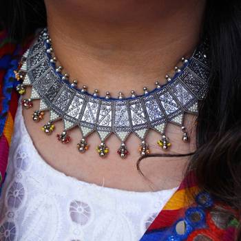 Oxidized pearl studded statement necklace 4