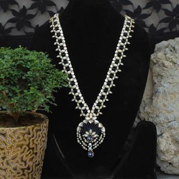 Blues hues long necklace 1