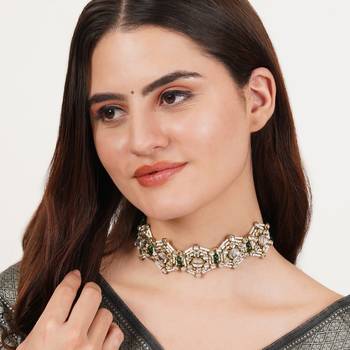 Ethereal green kundan choker necklace 2