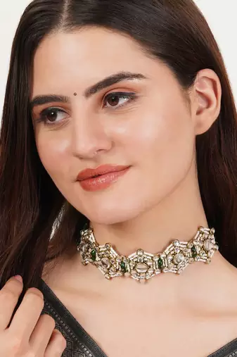 Ethereal green kundan choker necklace