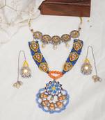 Bohemian vibes blue & orange necklace set