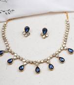 Dark blue crystal kundan necklace