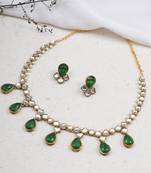 Dark green crystal kundan necklace