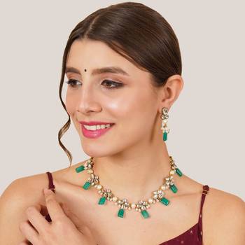 Kundan and green stone necklace set 2