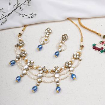 Semi precious beads & kundan necklace set 1