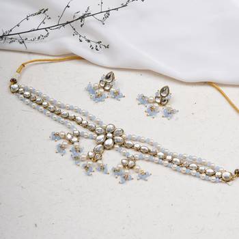 Dual tone kundan necklace set 1