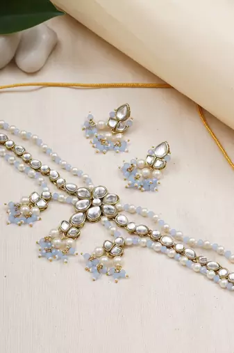Dual tone kundan necklace set