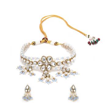 Dual tone kundan necklace set 4