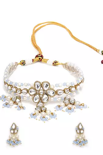Dual tone kundan necklace set