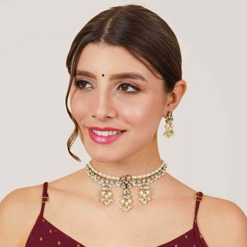 Dual tone kundan necklace set 2