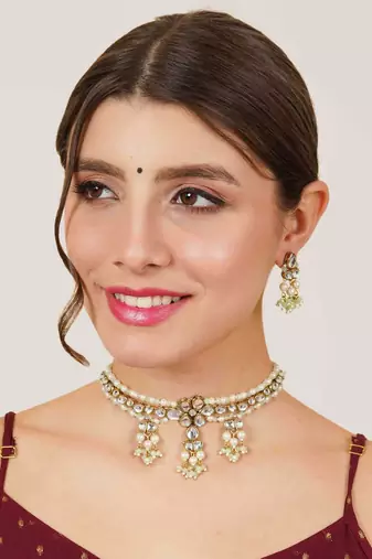 Dual tone kundan necklace set