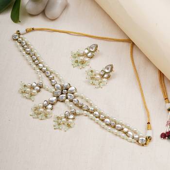 Dual tone kundan necklace set 3