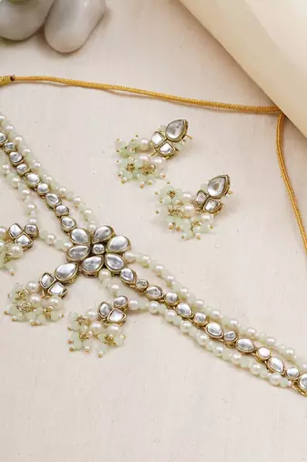 Dual tone kundan necklace set
