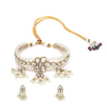 Dual tone kundan necklace set 4