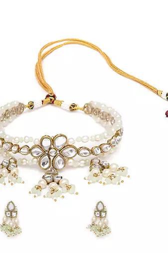 Dual tone kundan necklace set