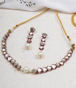 Pink triangle    mangle necklace with matching earrings