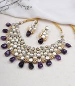 Royal amethyst & pearl kundan choker set with matching earrings