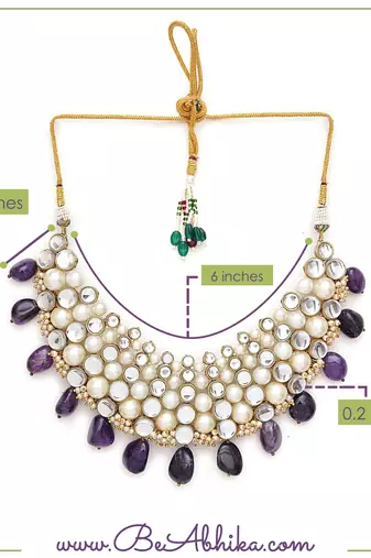 Royal amethyst & pearl kundan choker set with matching earrings