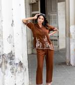 Women Cotton Stylish Thread Work Top & Bottom Set