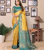 Mustard banarasi tissue silk woven patola saree