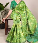 Green zari weaving border with fancy tassels saree