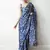 ready to wear blue chinnon partywear printed saree