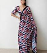 ready to wear multi chinnon digital print & lace border saree