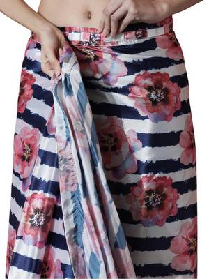 ready to wear multi chinnon digital print & lace border saree 4