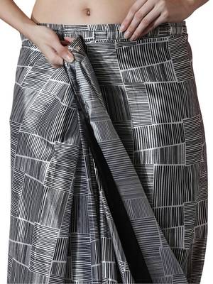 ready to wear black chinnon digital print & lace border saree 4