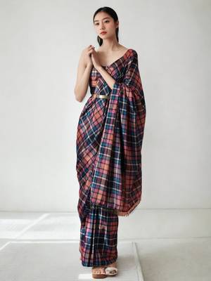 ready to wear multi chinnon digital print & lace border saree 1