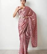 ready to wear multi chinnon digital print & lace border saree