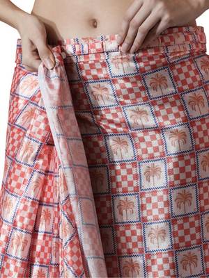 pre draped multi chinnon digital print & lace border saree 4