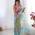 Multicolor organza printed partywear saree