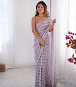 Purple knitted  woven designer partywear saree