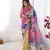 Pink chinon printed partywear saree