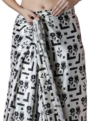 ready to wear white chinon digital printed saree 4