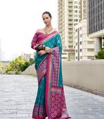 Rama soft silk blend temple border jari designer printed saree