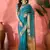 Teal khadi organza woven jacquard partywear saree