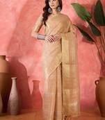 Pink khadi organza woven jacquard traditional festive wear saree