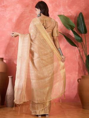 Pink khadi organza woven jacquard traditional festive wear saree 2