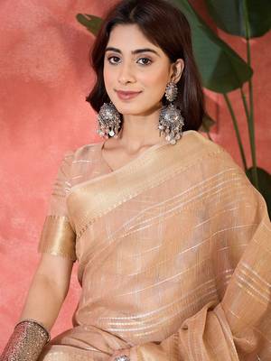 Pink khadi organza woven jacquard traditional festive wear saree 3