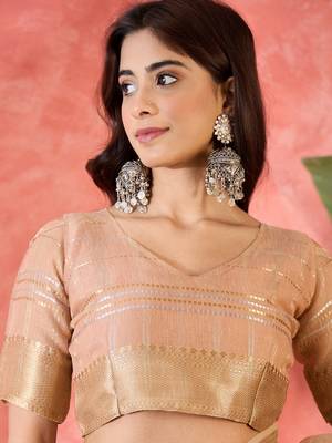 Pink khadi organza woven jacquard traditional festive wear saree 4