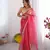 Pink twill net solid lace border bollywood style saree