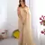 Peach satin gold organza solid lace border bollywood style saree